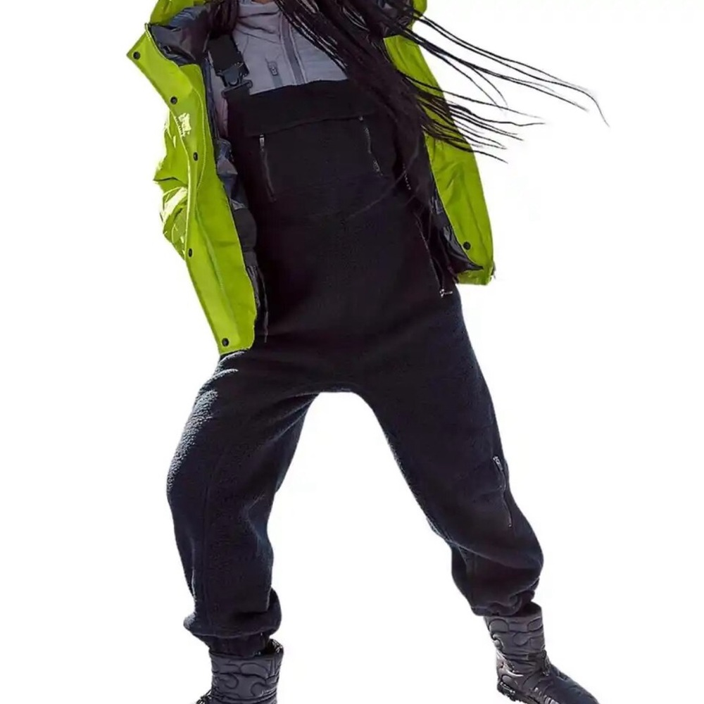 Black fleece overalls “hit the slopes salopette” FP inspired